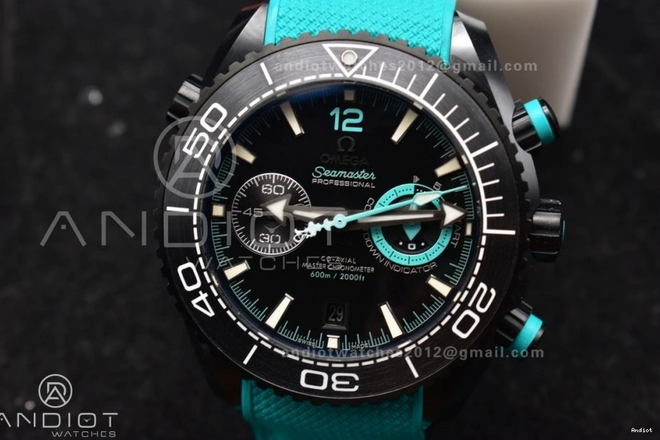 on Chrono Dial Ceramic Deep M+SF Strap Black A9900 Best Master Ocean 1:1 Planet Edition Rubber Blue Black 0103